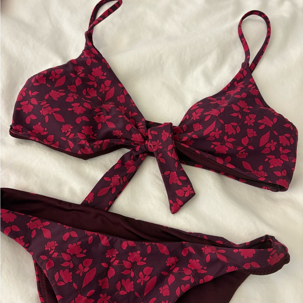 Floral Bikini Set in Red and Black